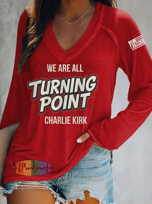 Women’s We Are All Charlie Kirk! R.I.P Charlie Kirk Long-Sleeve T-Shirt Red / S