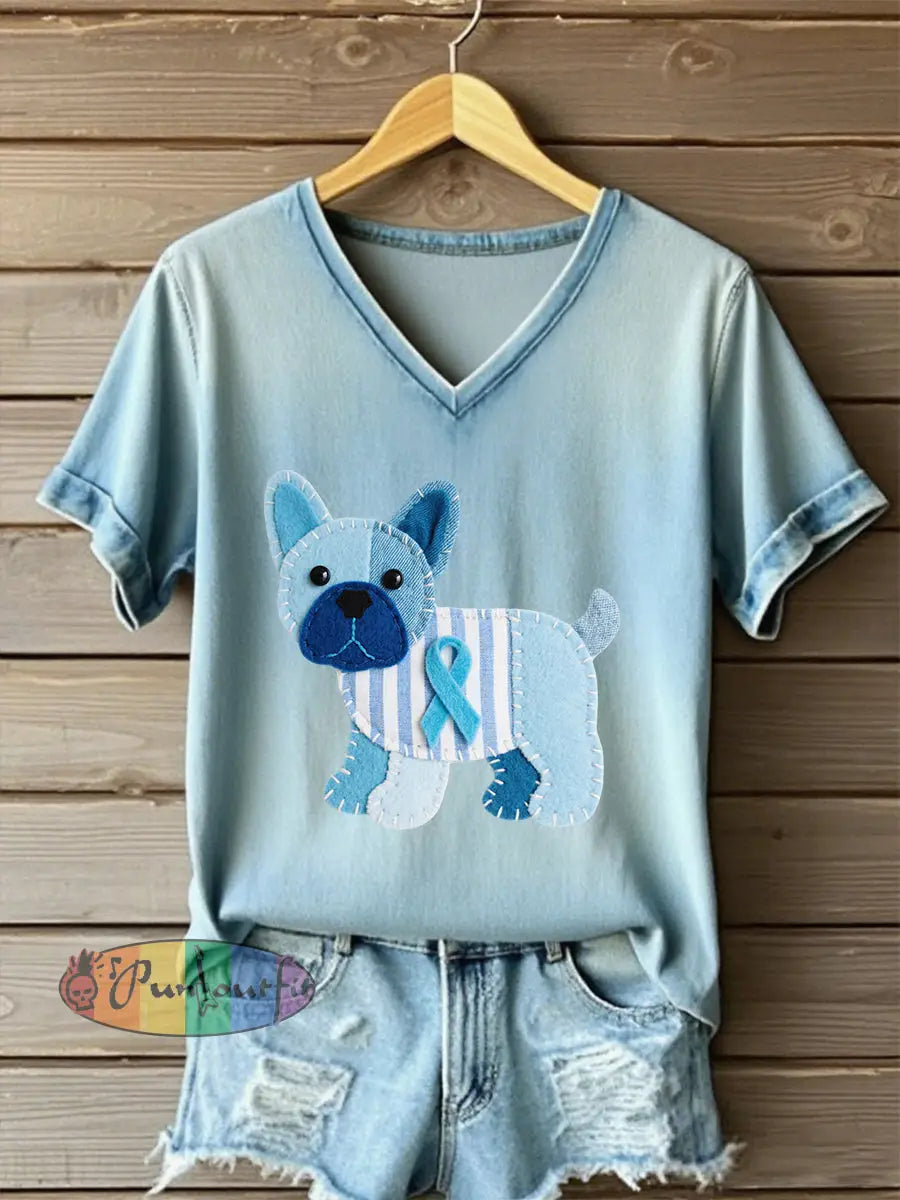 Women’s ’Wear light blue for the family prostate cancer awareness’ printed T shirt Light Blue / S
