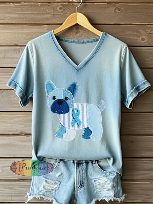 Women’s ’Wear light blue for the family prostate cancer awareness’ printed T shirt Light Blue / S
