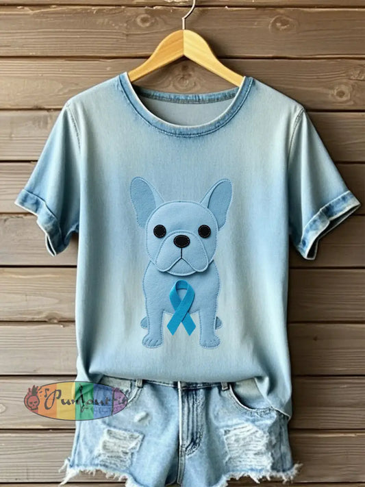 Women’s ’Wear light blue for the family prostate cancer awareness’ printed T shirt Light Blue / S