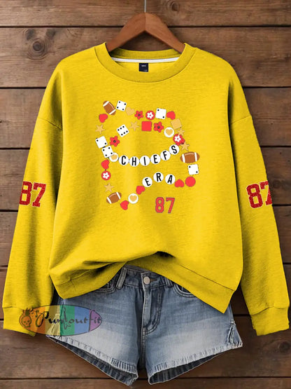 Women’sTaylor Swift and Travis Kelce Engagement Regular Sweatshirt Yellow / S